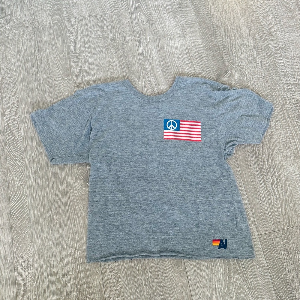 Aviator Nation peace American flag cropped shirt